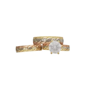Tricolor Three-Piece Set Engagement Rings (14K)