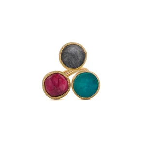 Triple Gemstone Adjustable Artemis Ring