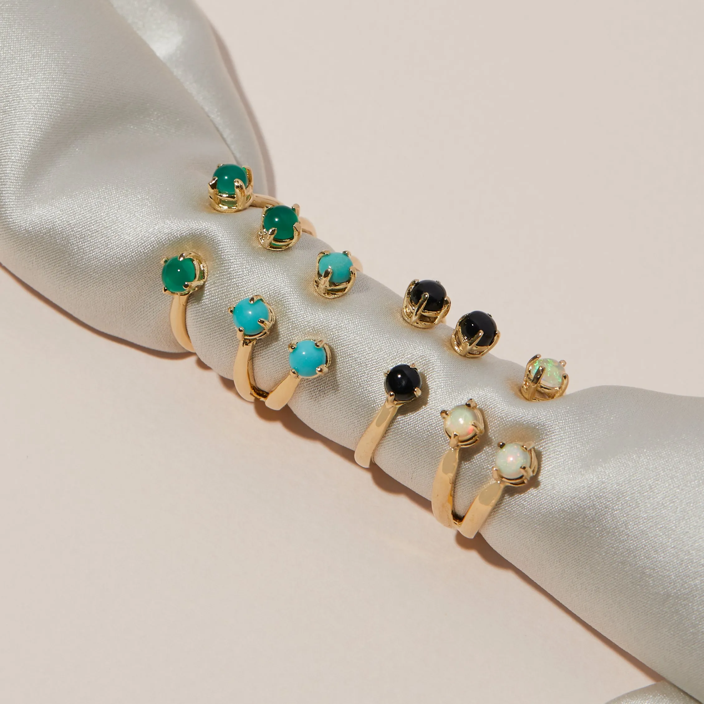 Triple Twisted Claw Ring with Stone in Opal