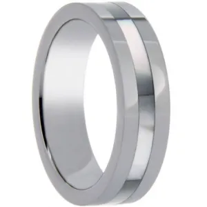 Tungsten Wedding Band 6MM Single Row Mother of Pearl Shell Inlay Unique Design Polished Ring FREE gift Box Size 6 7 8