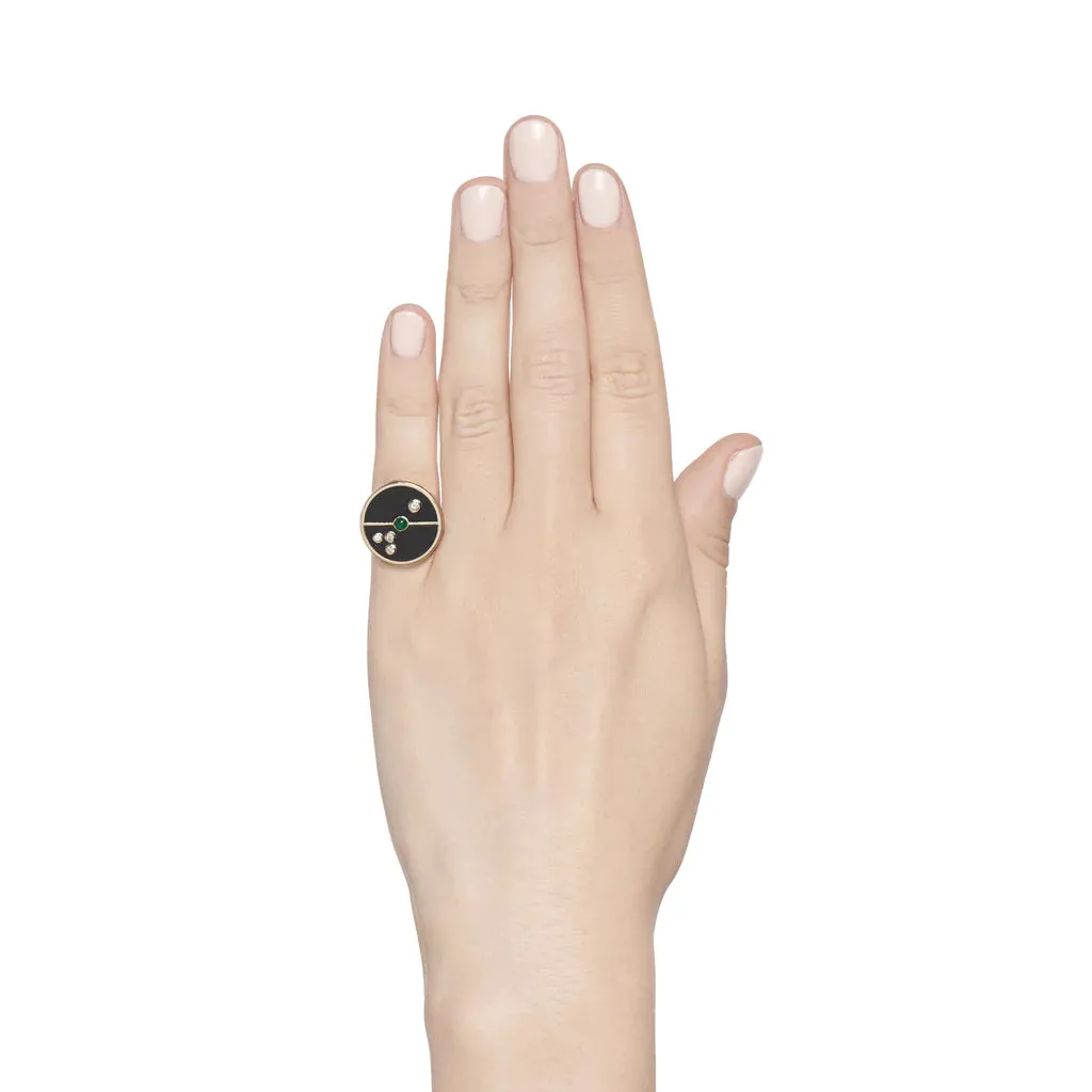 Turquoise & Lotus Garnet Compass Signet Ring