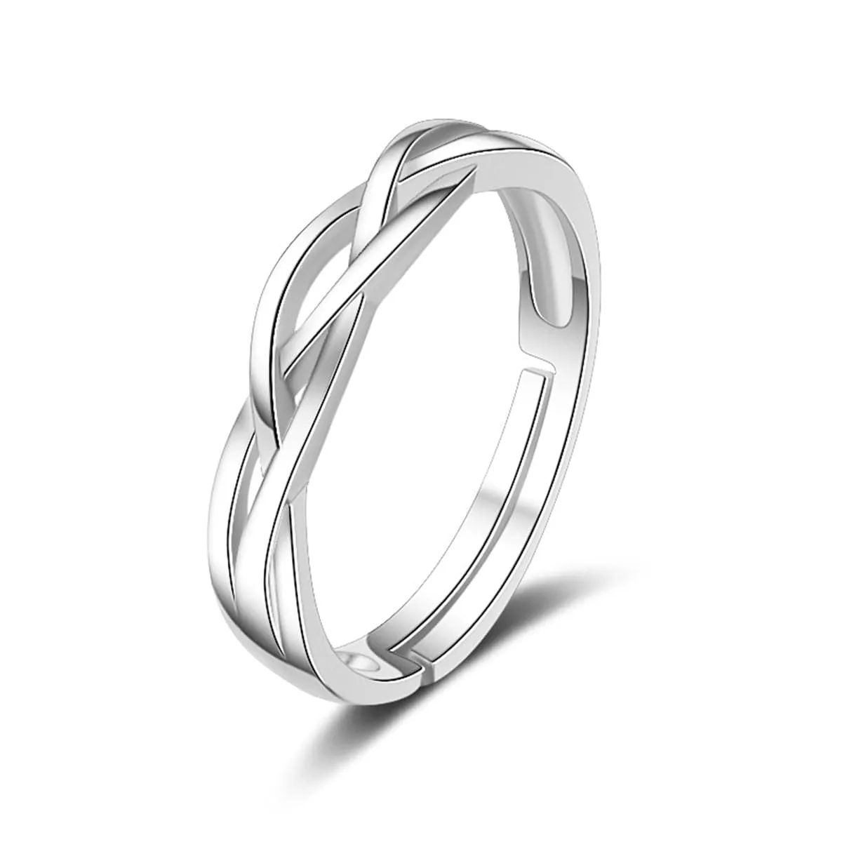Two-Piece Crystal & Cubic Zirconia Adjustable Band Ring Set