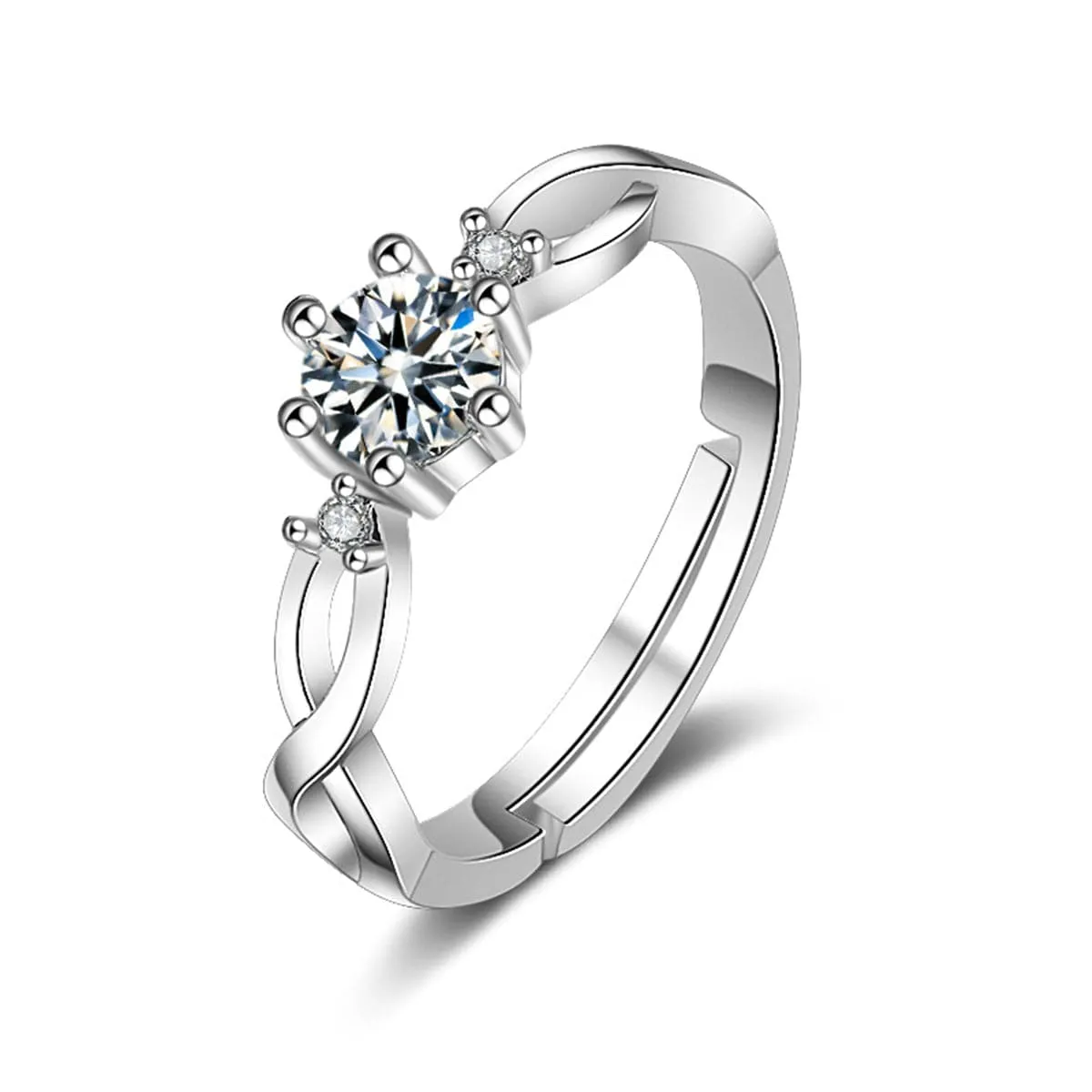 Two-Piece Crystal & Cubic Zirconia Adjustable Band Ring Set