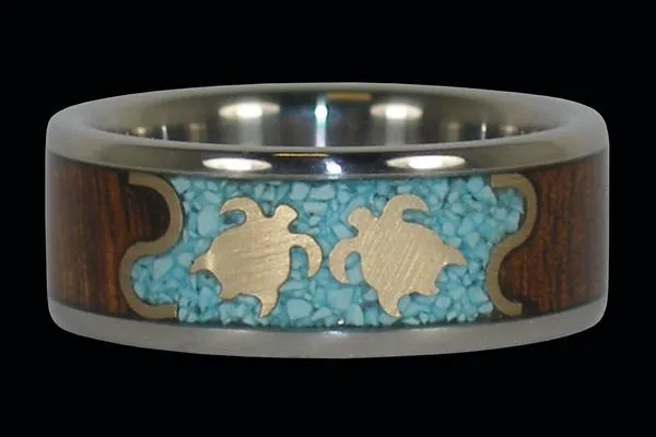 Two Turtles Titanium Ring