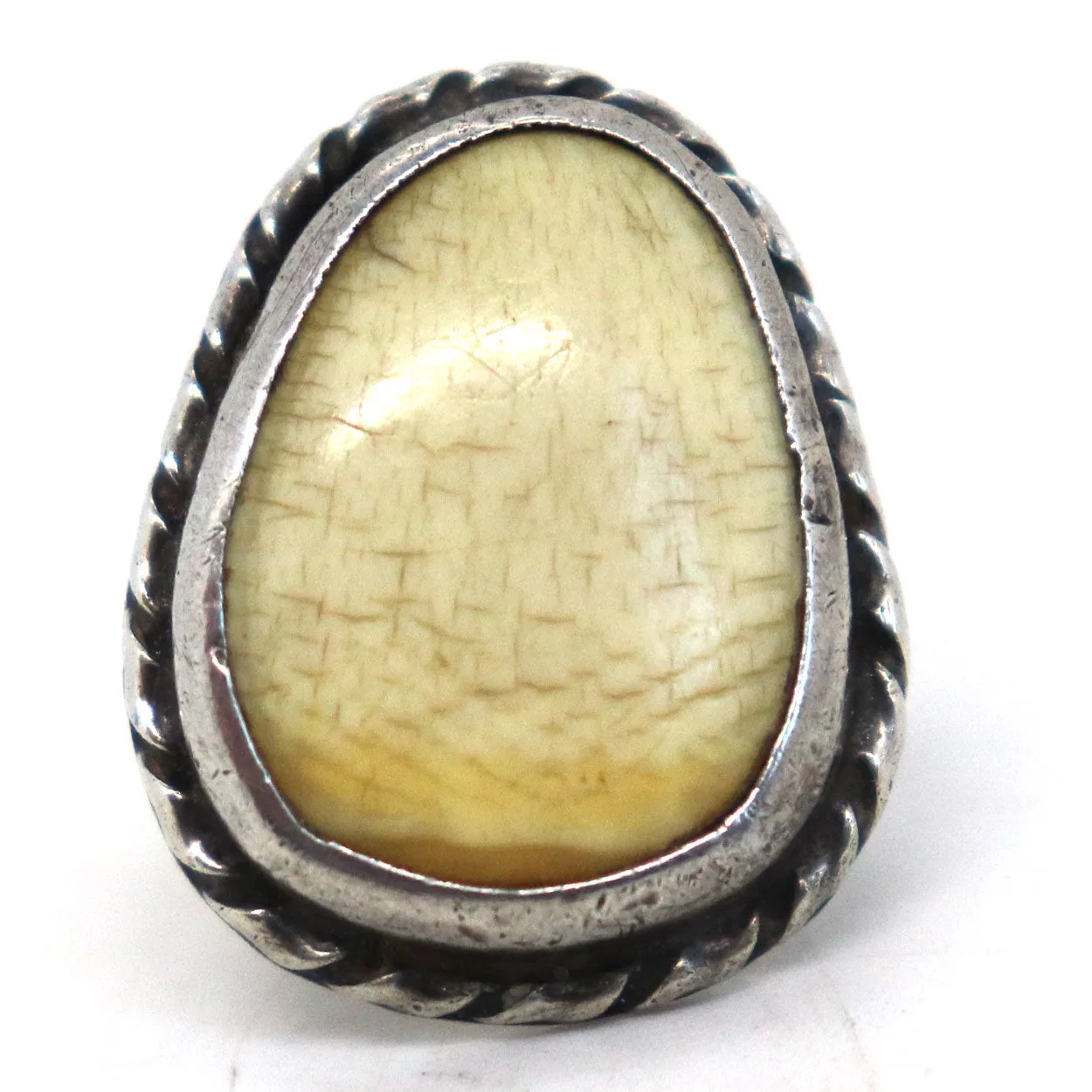 Two Vintage Native American Silver, Antler and Turquoise Rings