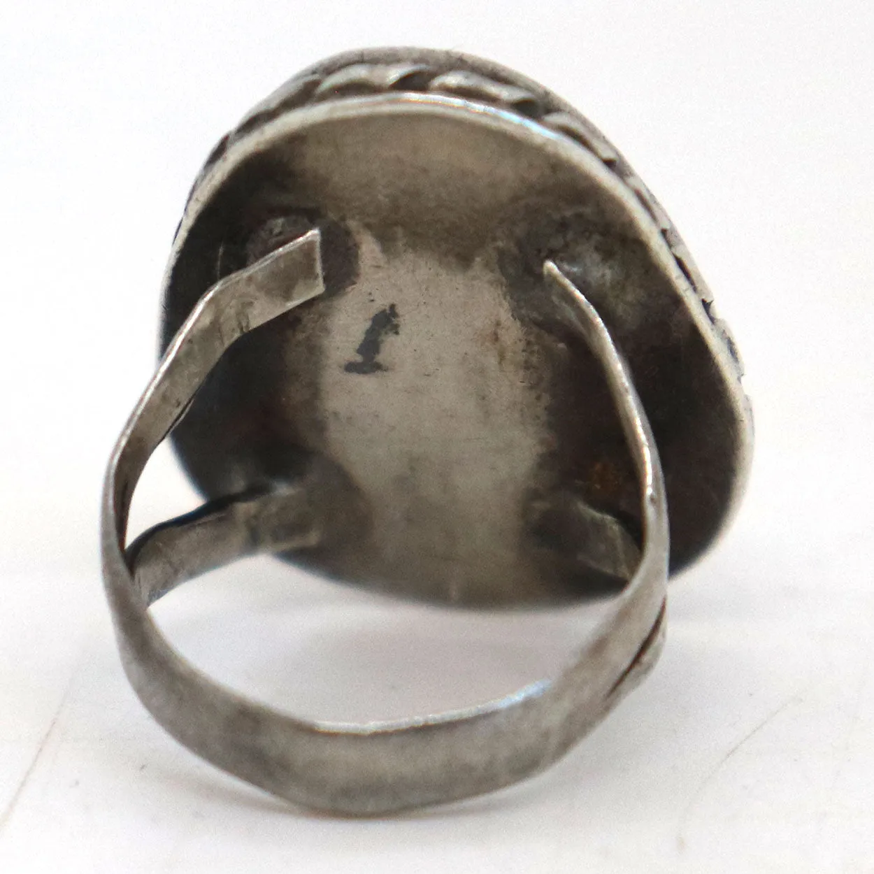 Two Vintage Native American Silver, Antler and Turquoise Rings