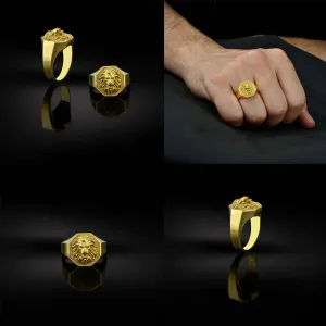 US 2-4 Pack Men Gold Plated Stainless Steel Lion Head of Judah Ring