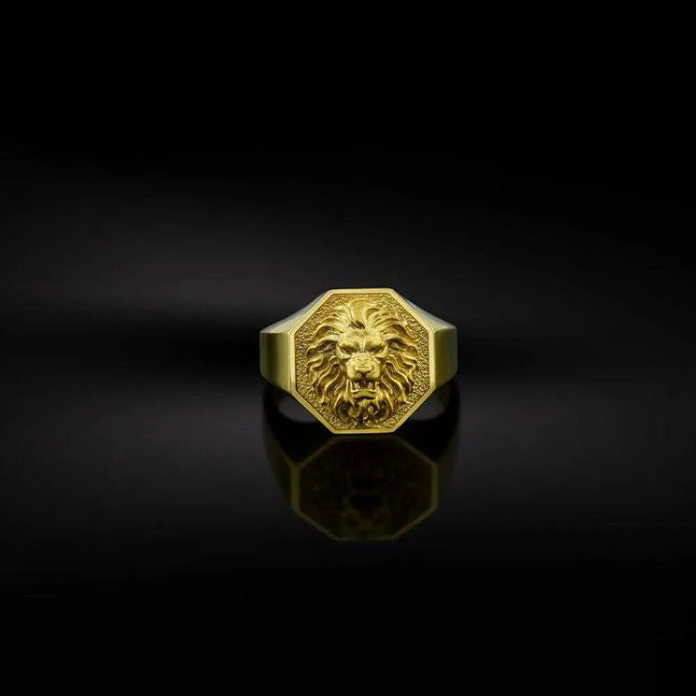 US 2-4 Pack Men Gold Plated Stainless Steel Lion Head of Judah Ring