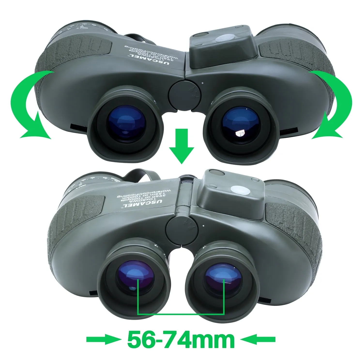 USCAMEL 10X50 Marine Binoculars for Adults, Low Light Night Vision Binoculars with Rangefinder Compass, BAK4 Waterproof Military Tactical Binoculars for Boating Navigation Hunting