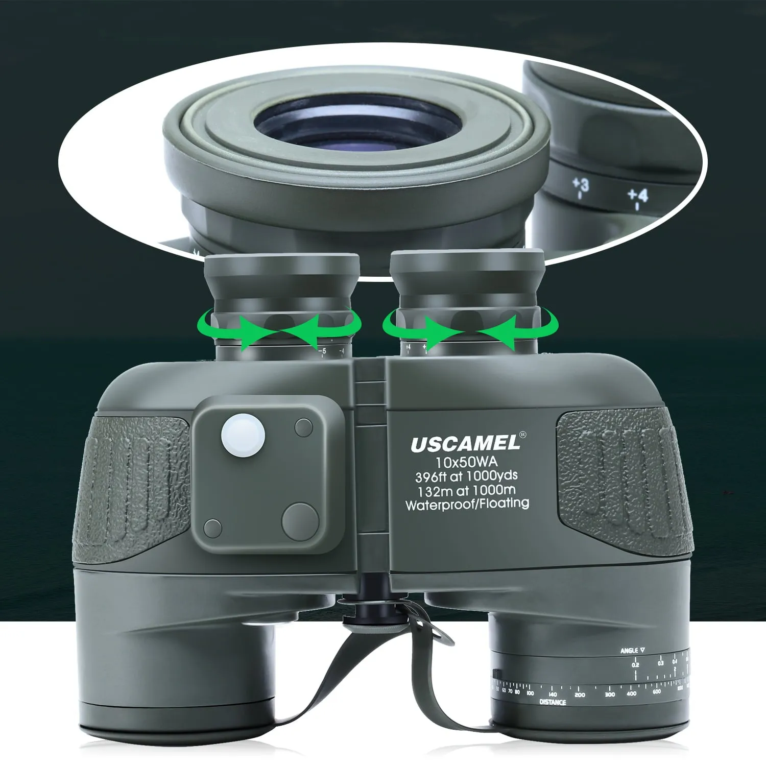 USCAMEL 10X50 Marine Binoculars for Adults, Low Light Night Vision Binoculars with Rangefinder Compass, BAK4 Waterproof Military Tactical Binoculars for Boating Navigation Hunting