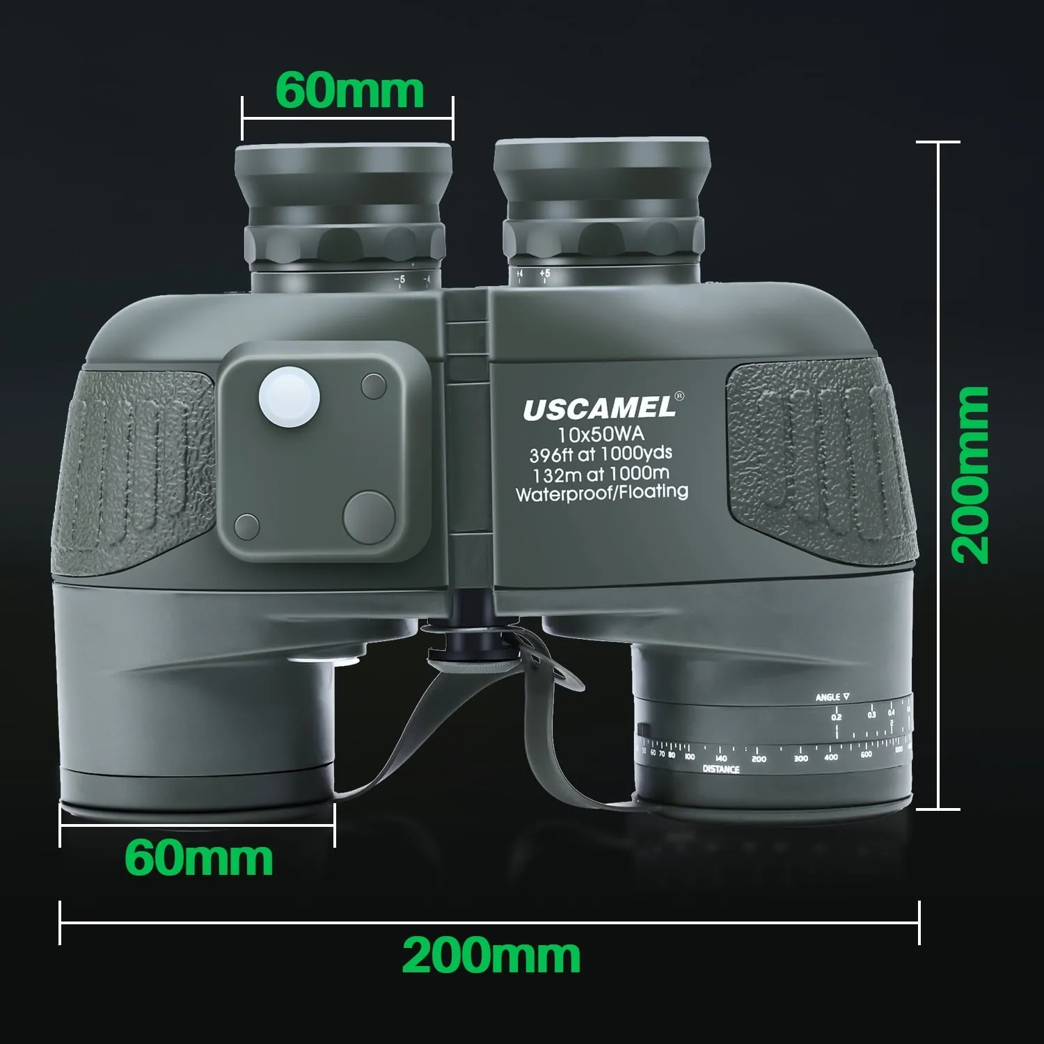 USCAMEL 10X50 Marine Binoculars for Adults, Low Light Night Vision Binoculars with Rangefinder Compass, BAK4 Waterproof Military Tactical Binoculars for Boating Navigation Hunting