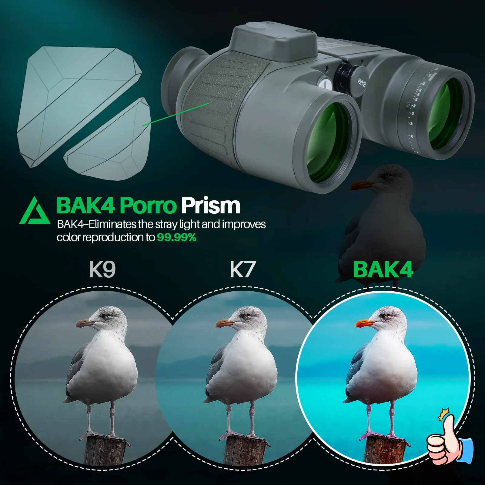 USCAMEL 10X50 Marine Binoculars for Adults, Low Light Night Vision Binoculars with Rangefinder Compass, BAK4 Waterproof Military Tactical Binoculars for Boating Navigation Hunting