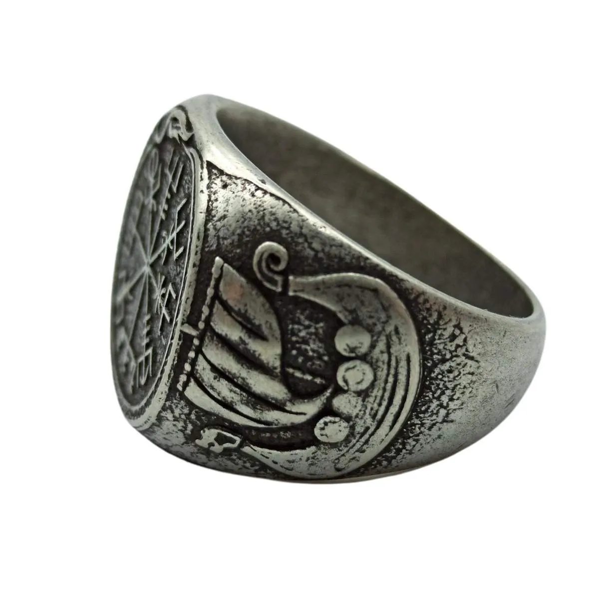 Vegvisir bronze signet ring
