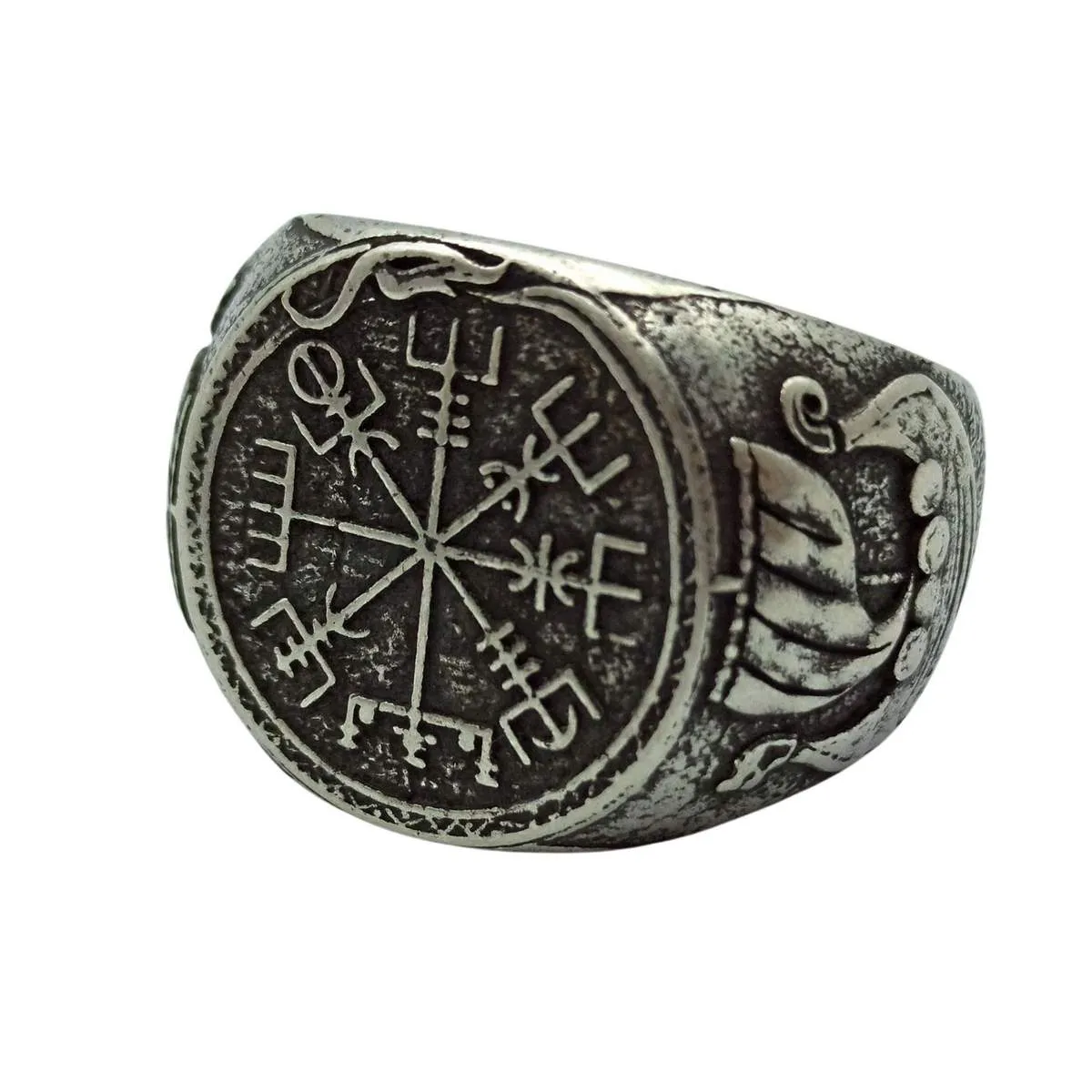 Vegvisir bronze signet ring