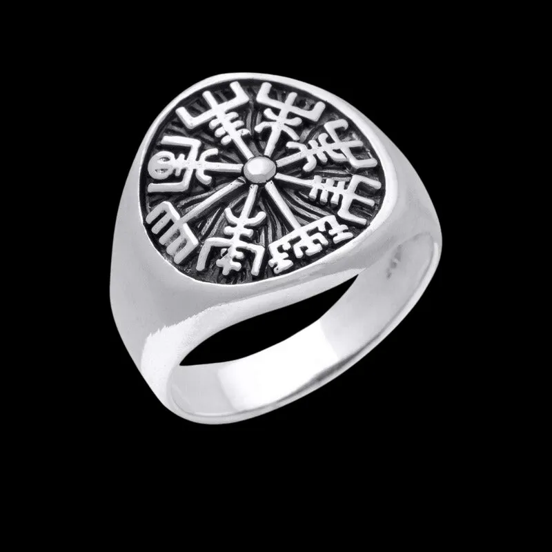 Vegvisir Magical Staves Compass Sterling Silver Ring