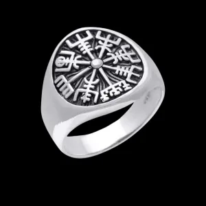 Vegvisir Magical Staves Compass Sterling Silver Ring
