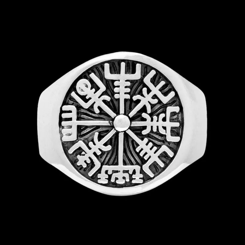 Vegvisir Magical Staves Compass Sterling Silver Ring