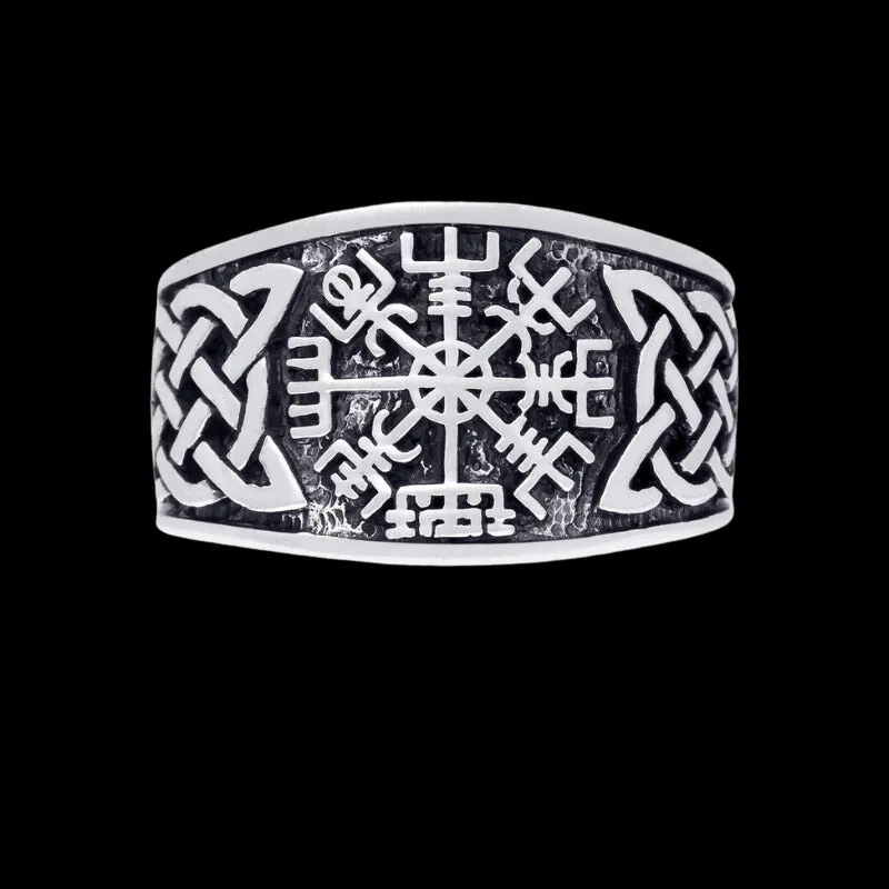 Vegvisir Norse Compass Knotwork Sterling Silver Ring