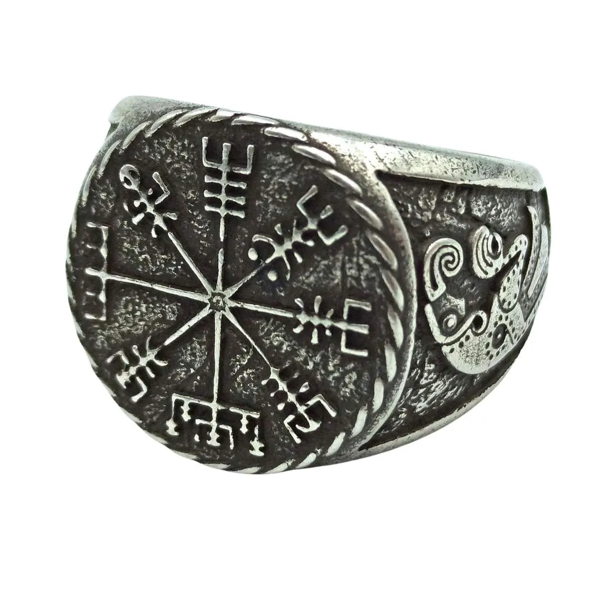 Vegvisir signet ring Viking compass bronze ring