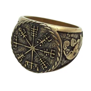Vegvisir signet ring Viking compass bronze ring
