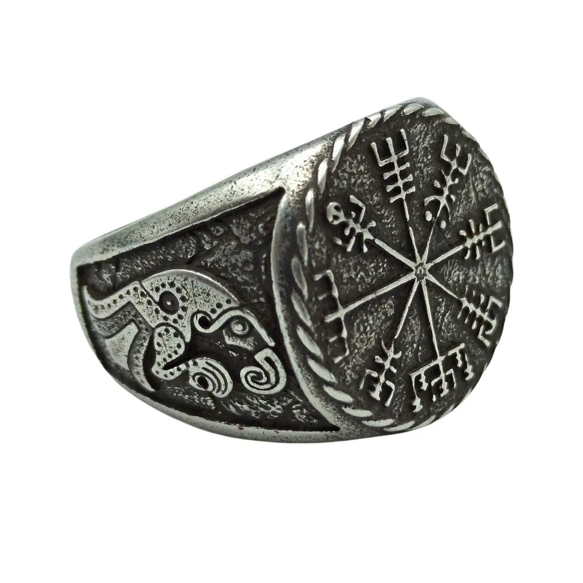 Vegvisir signet ring Viking compass bronze ring