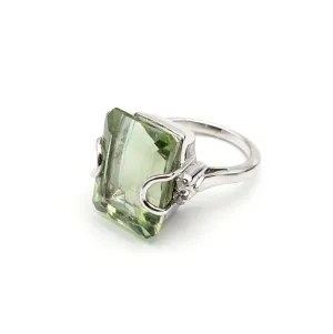 VERY RARE GREEN AMETHYST & DIAMONDS RING