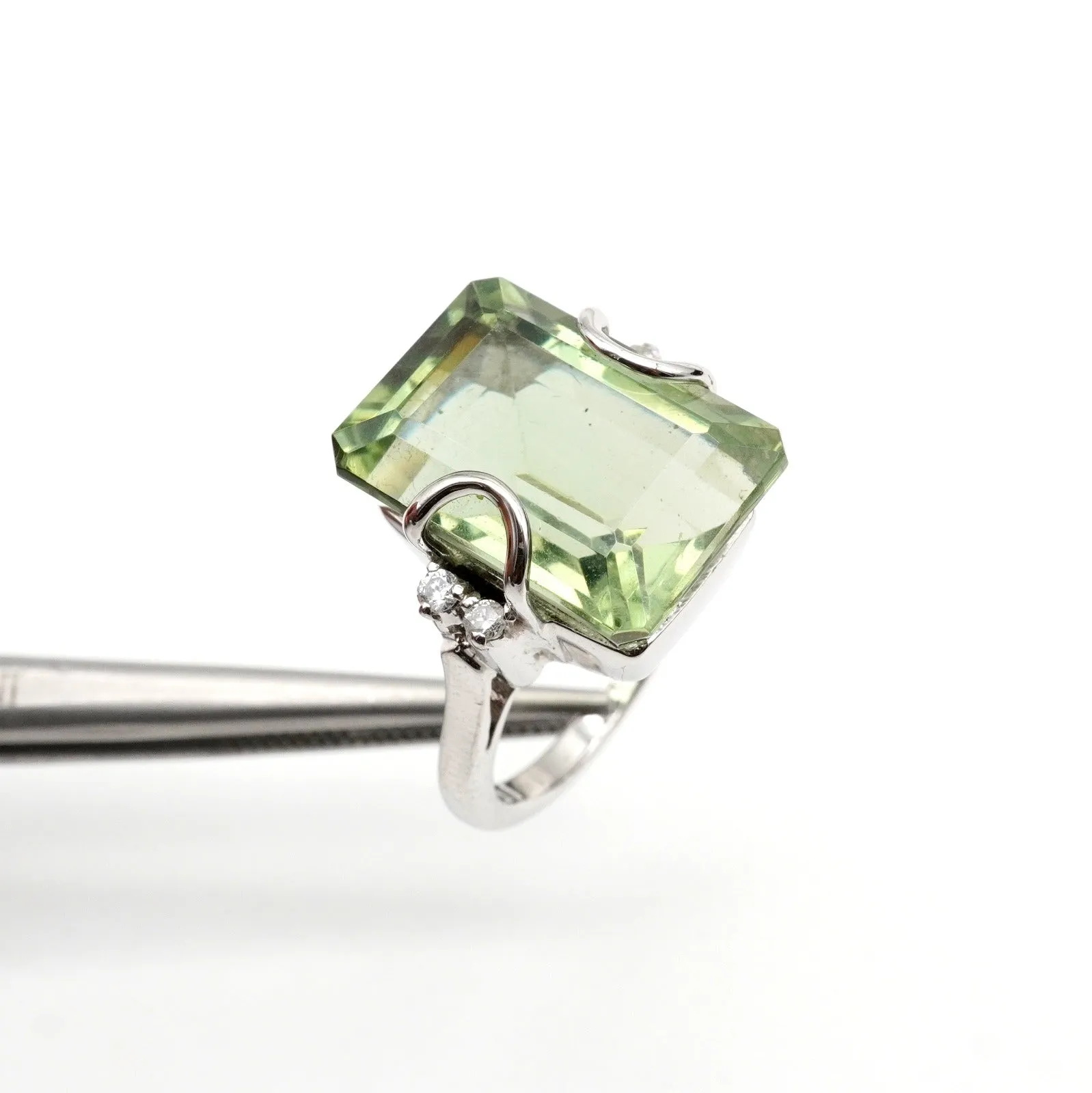 VERY RARE GREEN AMETHYST & DIAMONDS RING