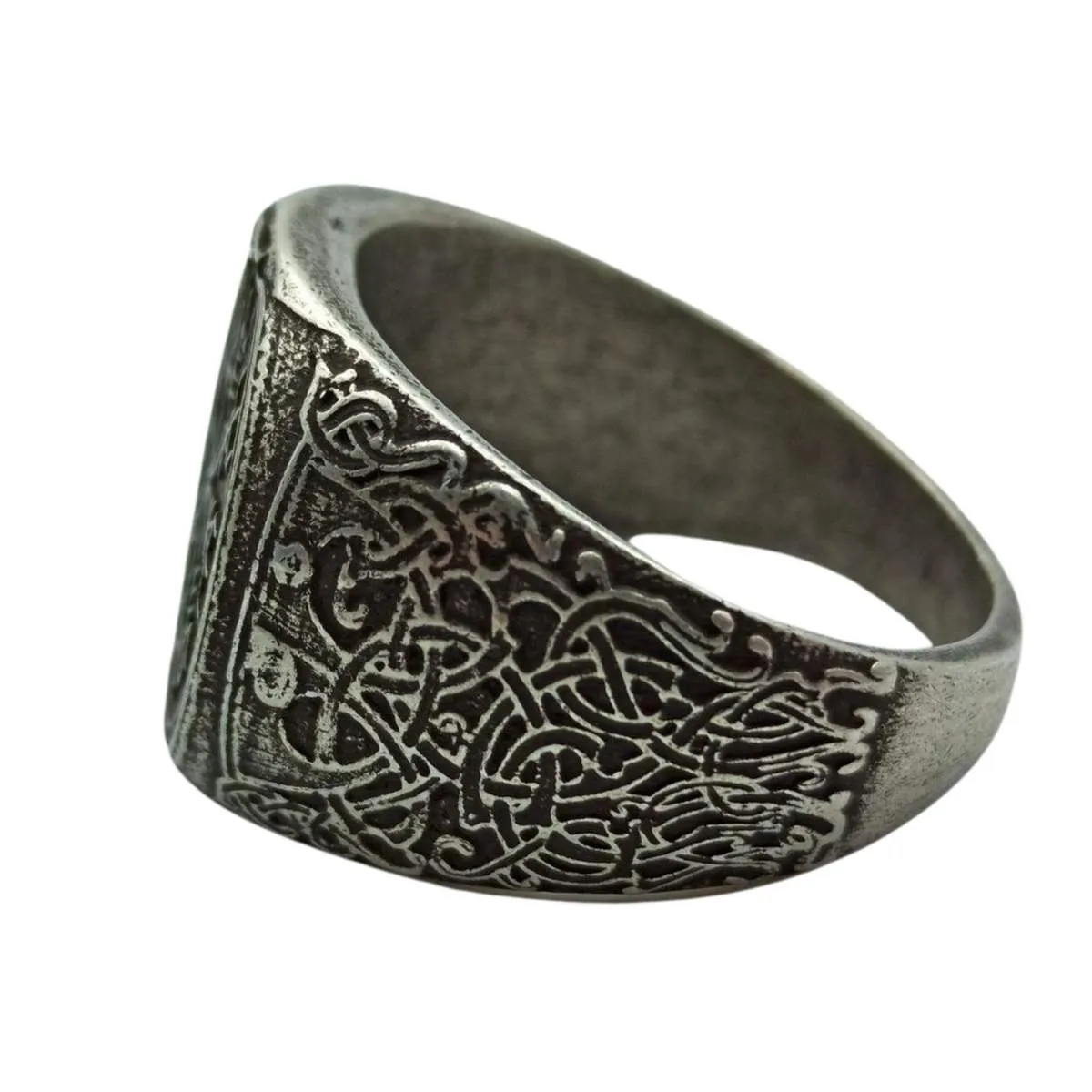 Viking compass signet bronze ring