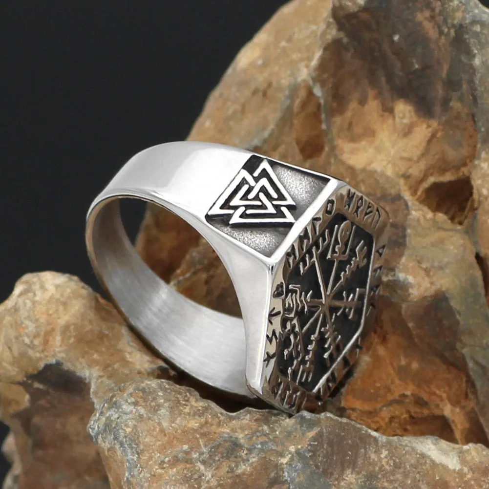 Viking Hexagon Compass Rune Ring