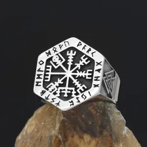 Viking Hexagon Compass Rune Ring
