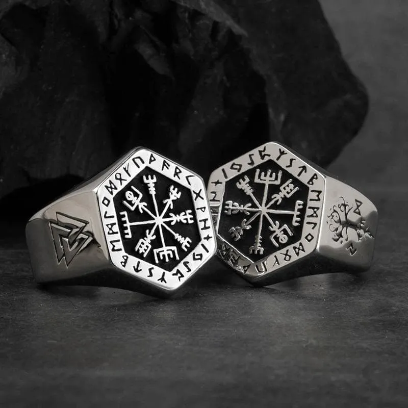 Viking Vegvisir Compass Ring