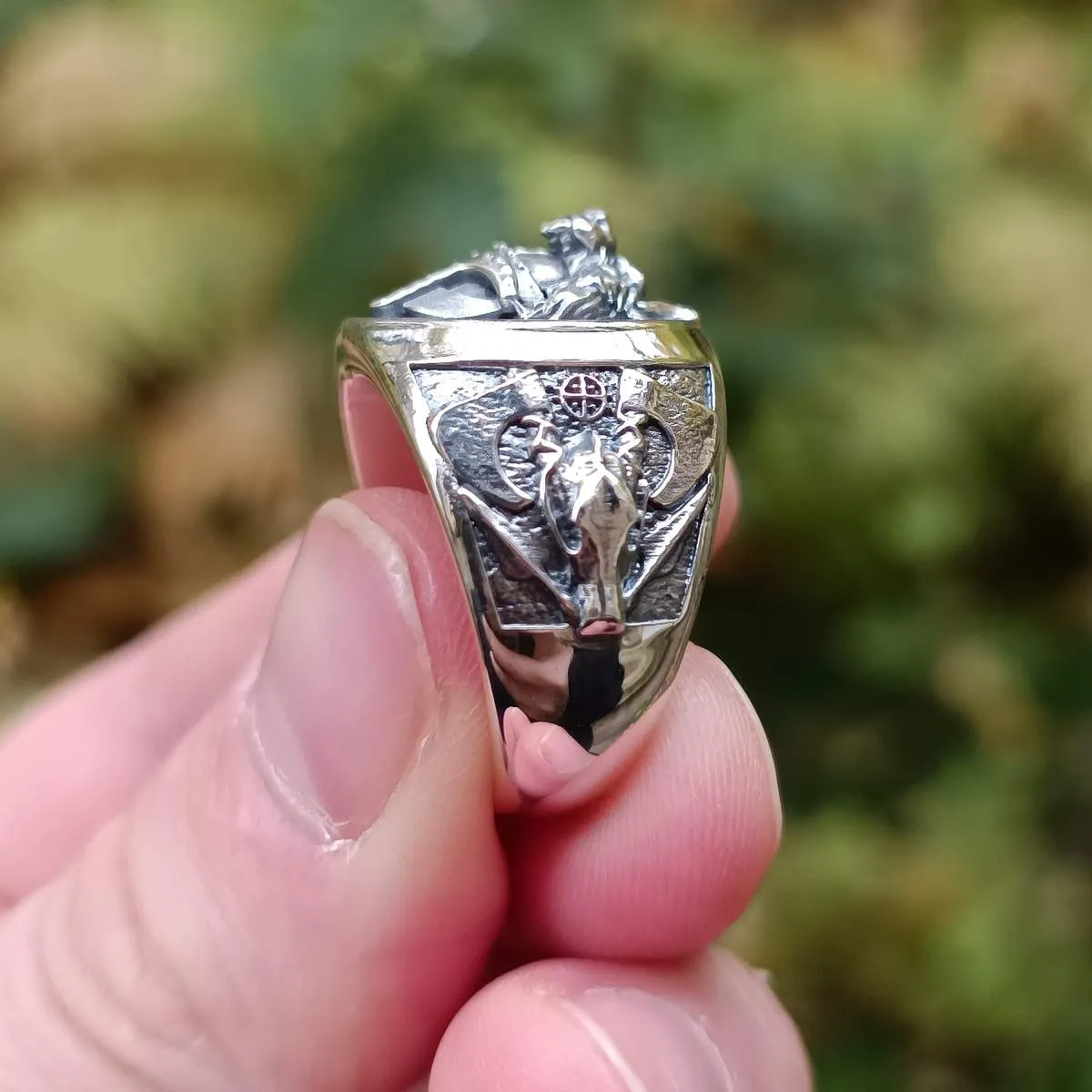 Viking warrior wolf ring from silver