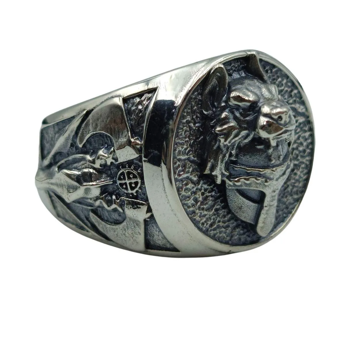 Viking warrior wolf ring from silver