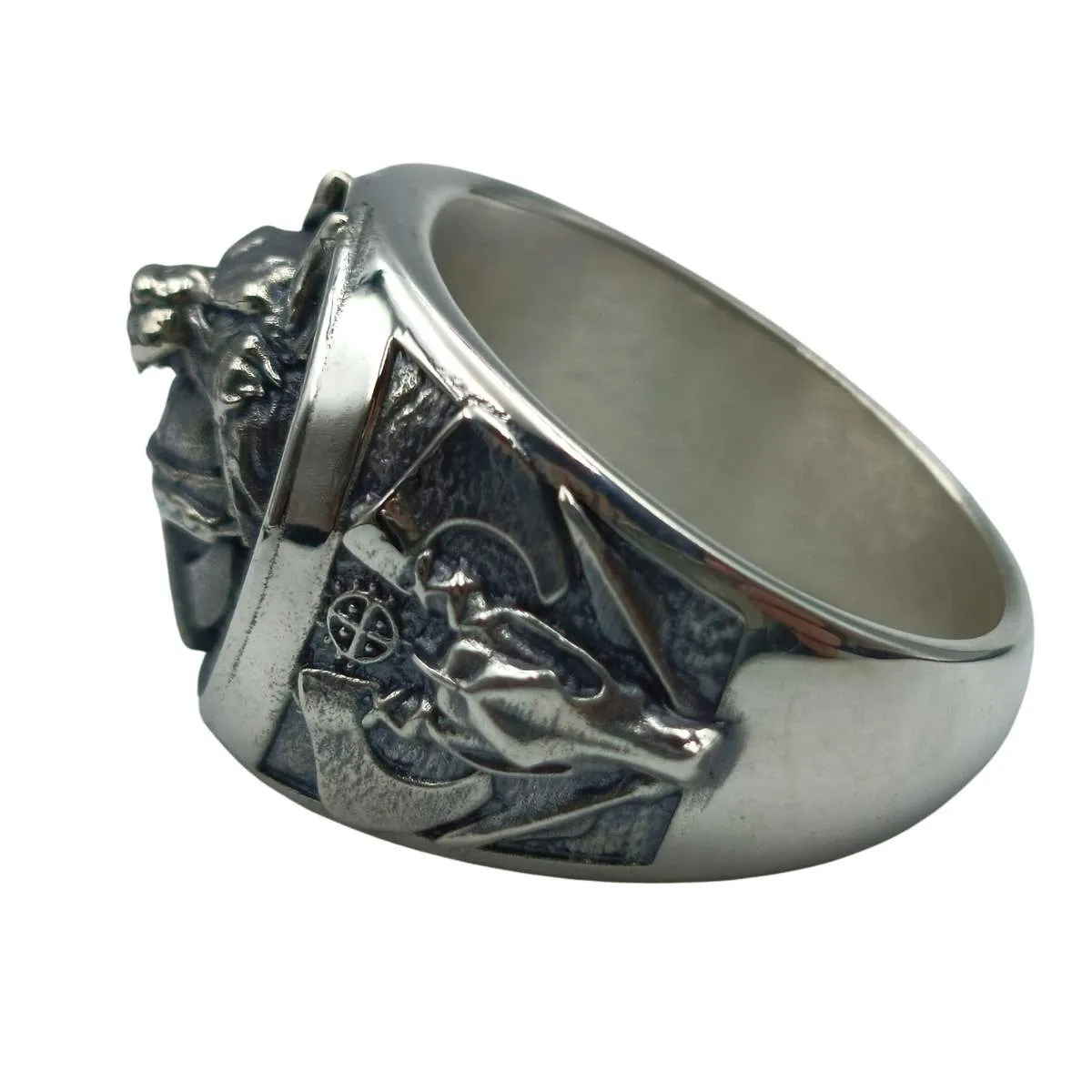 Viking warrior wolf ring from silver