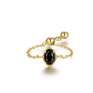 Vintage Black Onyx Adjustable Chain Rings
