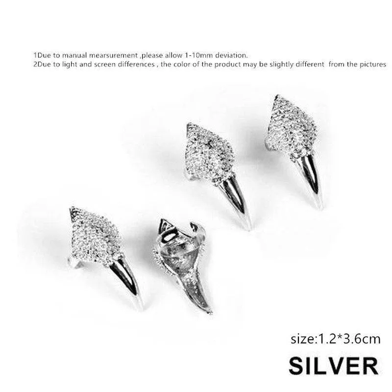 Vintage Falcon Claws Adjustable Nail Rings Plated in Silver: A Unique and Edgy Accessory for Goths, Metalheads, and Alternative Fashion Enthusiasts