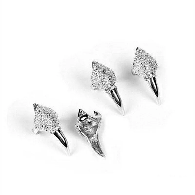Vintage Falcon Claws Adjustable Nail Rings Plated in Silver: A Unique and Edgy Accessory for Goths, Metalheads, and Alternative Fashion Enthusiasts