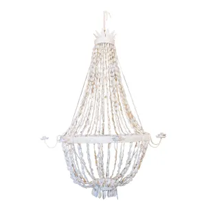 Vintage Spanish Painted Metal & Seashell Chandelier with 8 Candelabra Arms