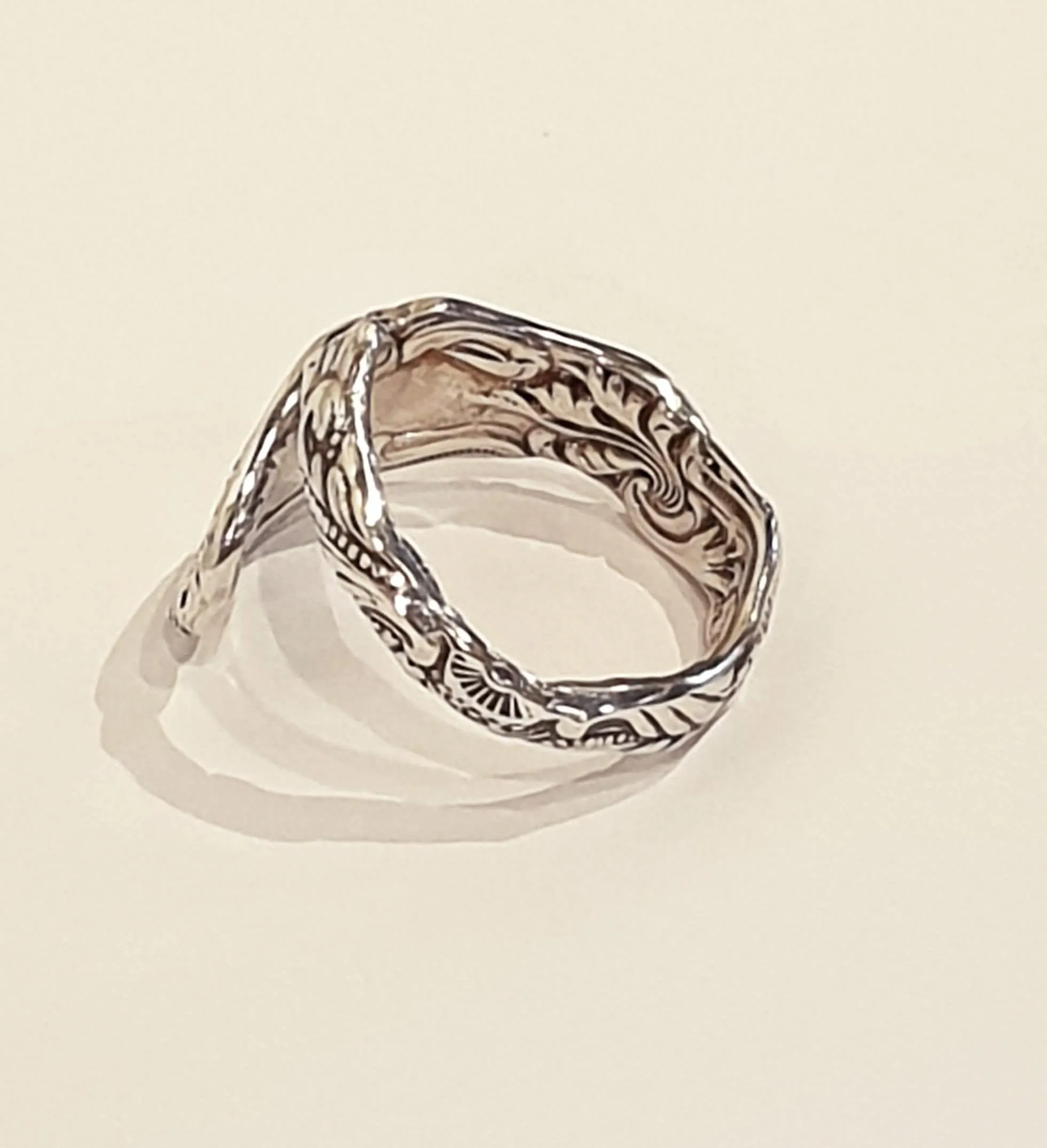 Vintage Sterling Silver Spoon ring - size R - Silver Rose Jewellery