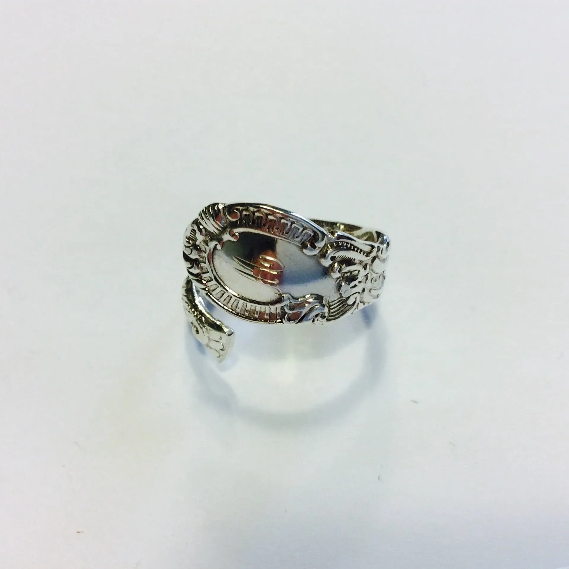 Vintage Sterling Silver Spoon ring - size R - Silver Rose Jewellery