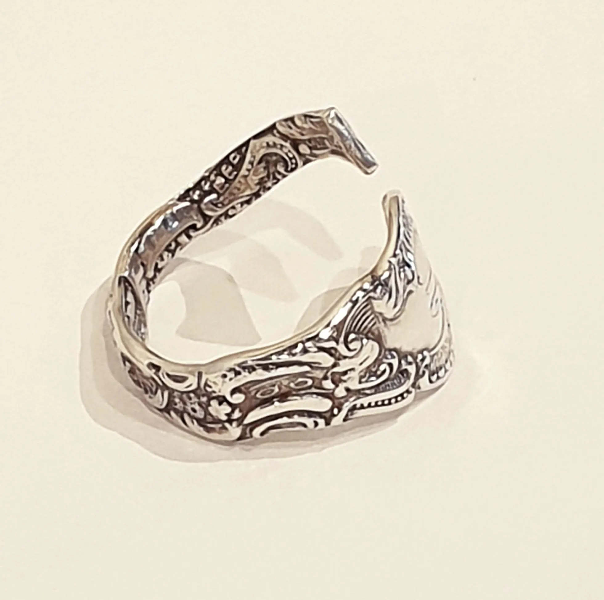 Vintage Sterling Silver Spoon ring - size R - Silver Rose Jewellery