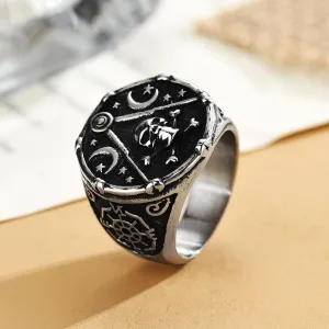 Wage Art Jewelry Cross-border Direct Masonic Stainless Steel Ring Titanium Steel Skull Ring In Stock Wholesale