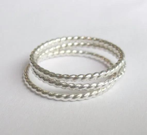 Well Designed, Distinctive and Elegant Sterling Silver & 14k Gold Twisted Stackable Rings - 0057