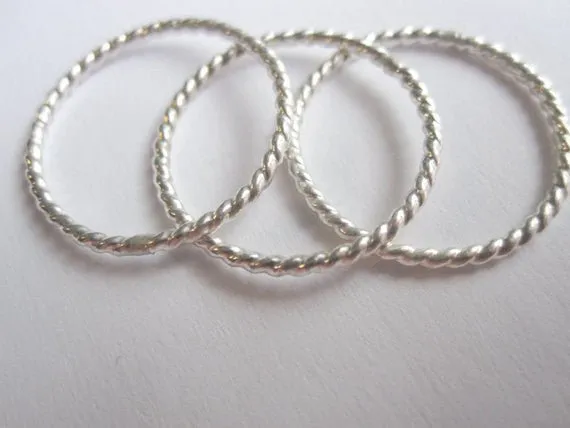 Well Designed, Distinctive and Elegant Sterling Silver & 14k Gold Twisted Stackable Rings - 0057