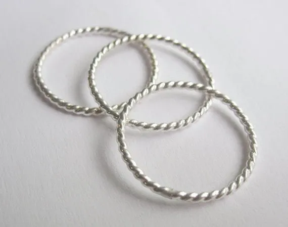 Well Designed, Distinctive and Elegant Sterling Silver & 14k Gold Twisted Stackable Rings - 0057