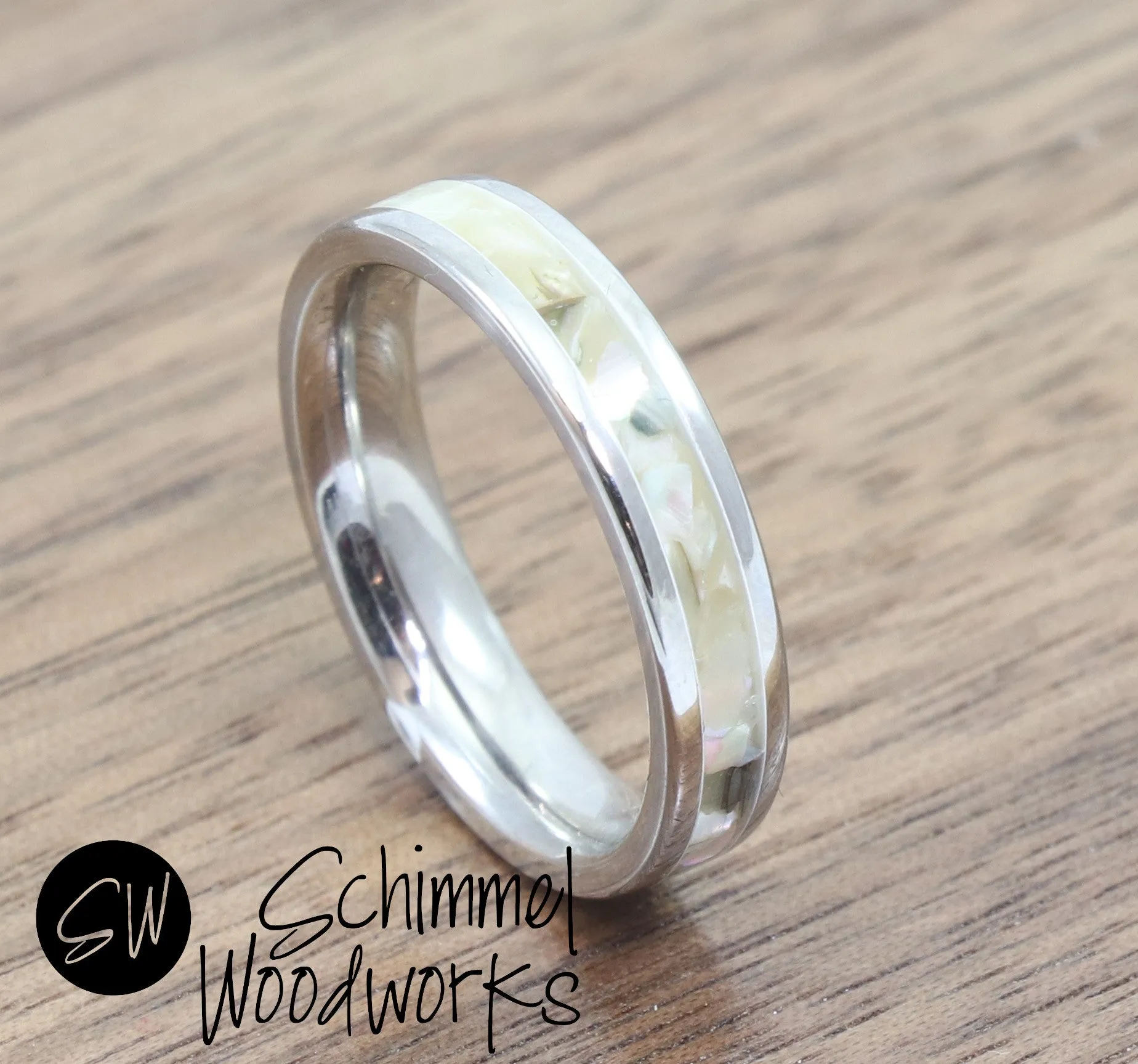 White Abalone Ring