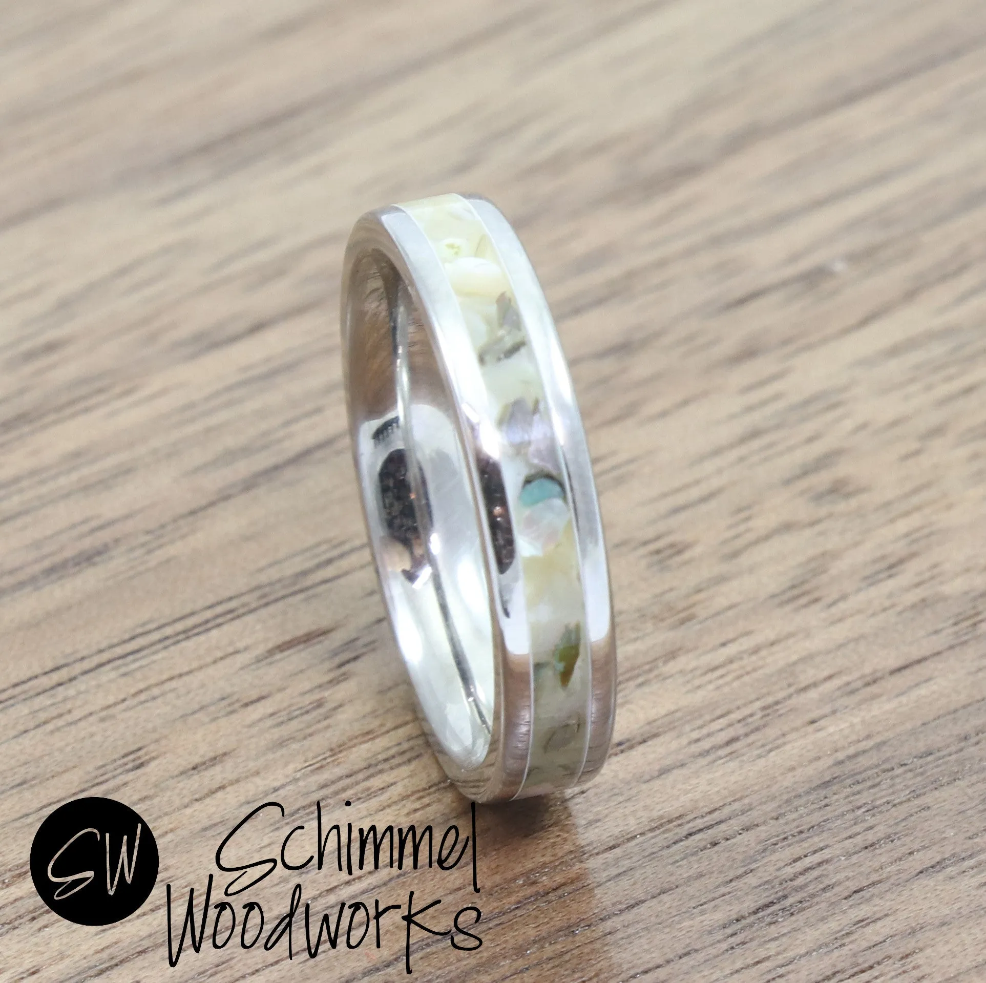 White Abalone Ring