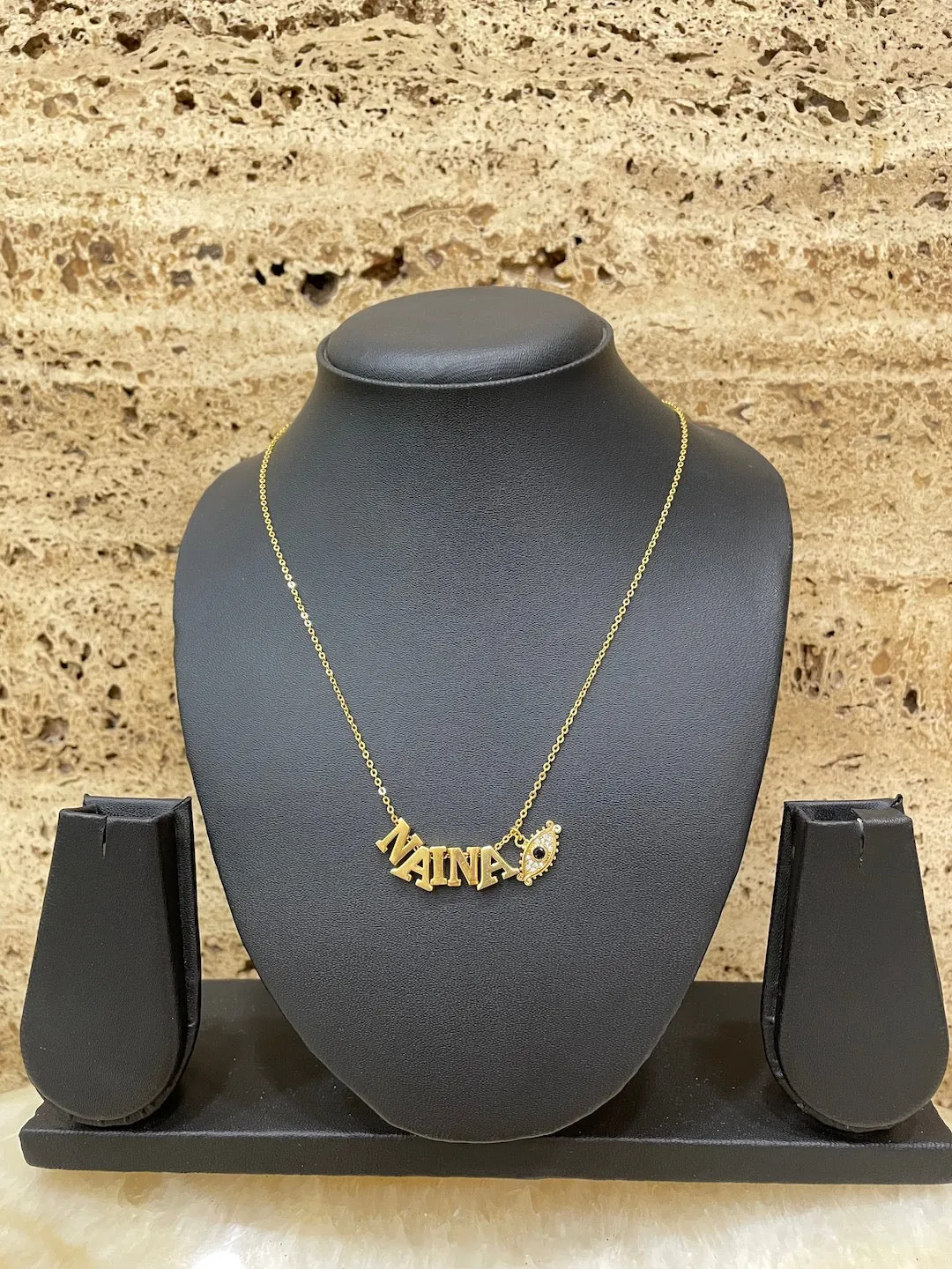 White Evil Eye Personalized Name Necklace