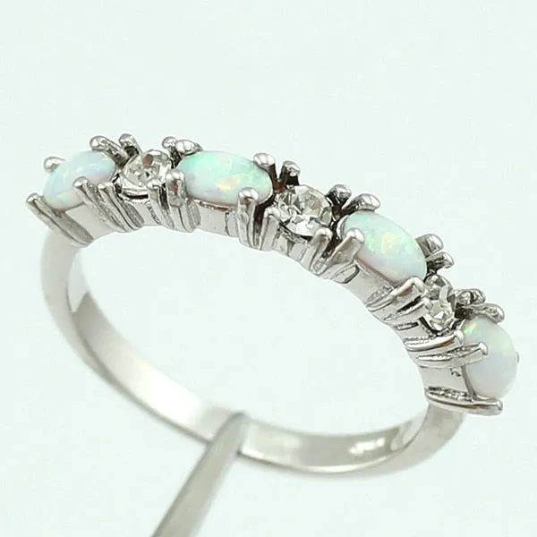 White Fire Opal Crystal Ring