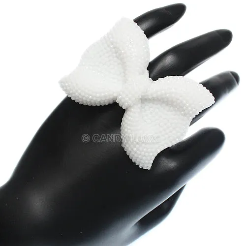 White Large Adjustable Bow Fashion Ring